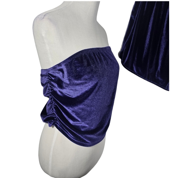 SHEIN Plus Size 2XL Tube Top And Track Short 2-Piece Set Soft Velvety Purple - Picture 4 of 9